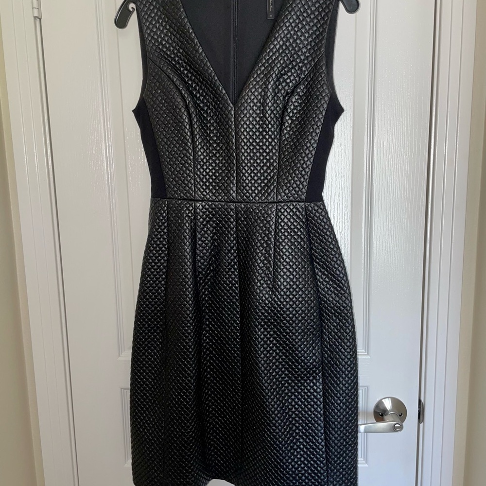 BCBG black faux leather dress